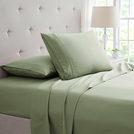 BAMBOO COMFORT Bamboo 4 Piece Luxury 3 Line Embroidered Sheet Set - King - 3 Line - Sage 1171KGSG
